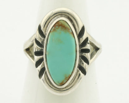 Navajo Ring .925 Silver Natural Mined Turquoise Artist Signed Gecko C.80's