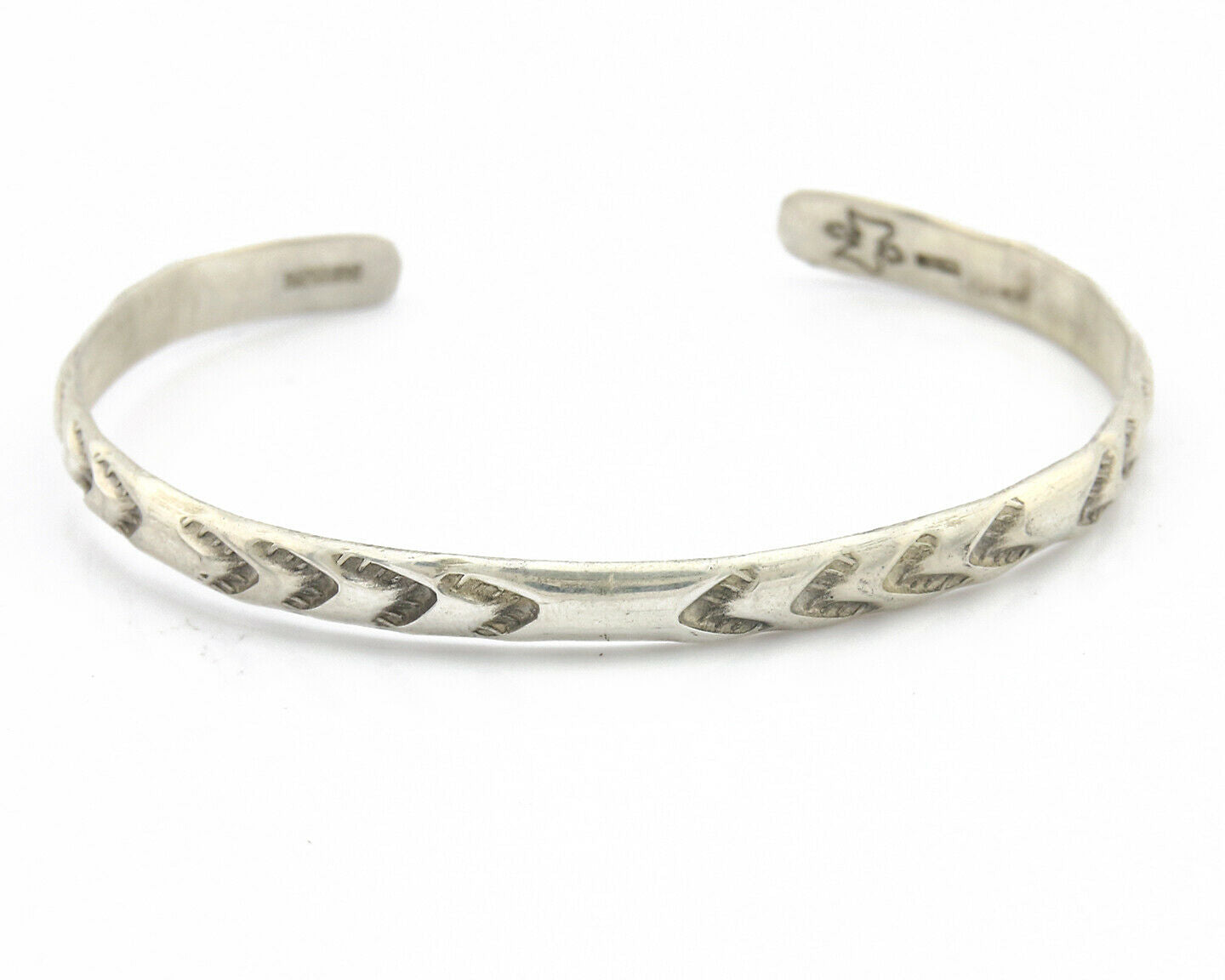 Navajo Bracelet .925 Silver Hand Stamped Arrow Head Artist I Montoya C.80's