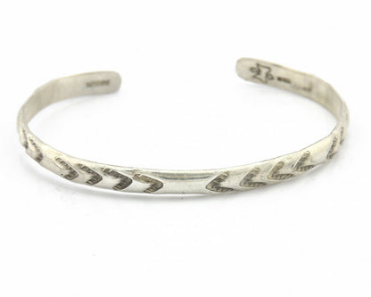 Navajo Bracelet .925 Silver Hand Stamped Arrow Head Artist I Montoya C.80's