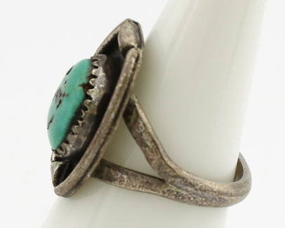 Navajo Ring .925 Silver Kingman Turquoise Native American Artist C.1980's
