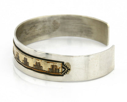 Navajo Bracelet SOLID .925 Silver & 12K Gold Filled Signed E Cuff C.80's