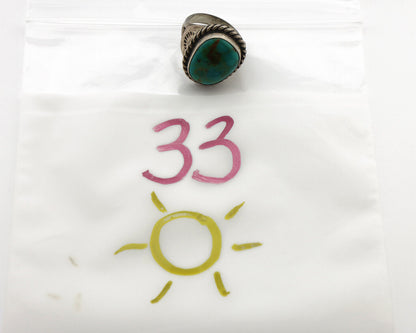Navajo Ring .925 Silver Kingman Turquoise Native American Signed C.80's