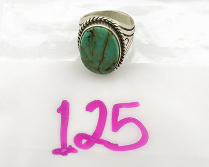 Navajo Ring .925 Silver Bluegreen Turquoise Signed Calvin Peterson C.80's