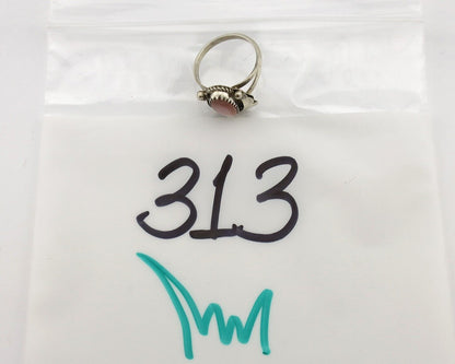 Navajo Ring .925 Silver Natural Pink Mussel Artist Signed Justin Morris C.80's