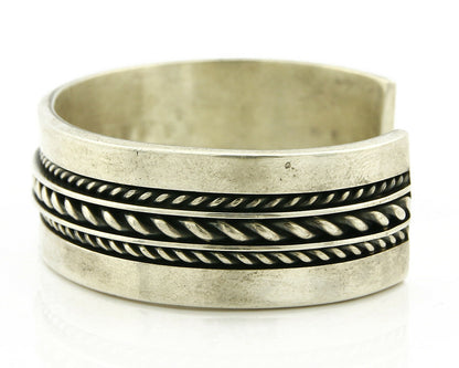 Navajo Bracelet .925 Silver SOLID Handmade Signed Artist Tom Hawk Circa 1980's