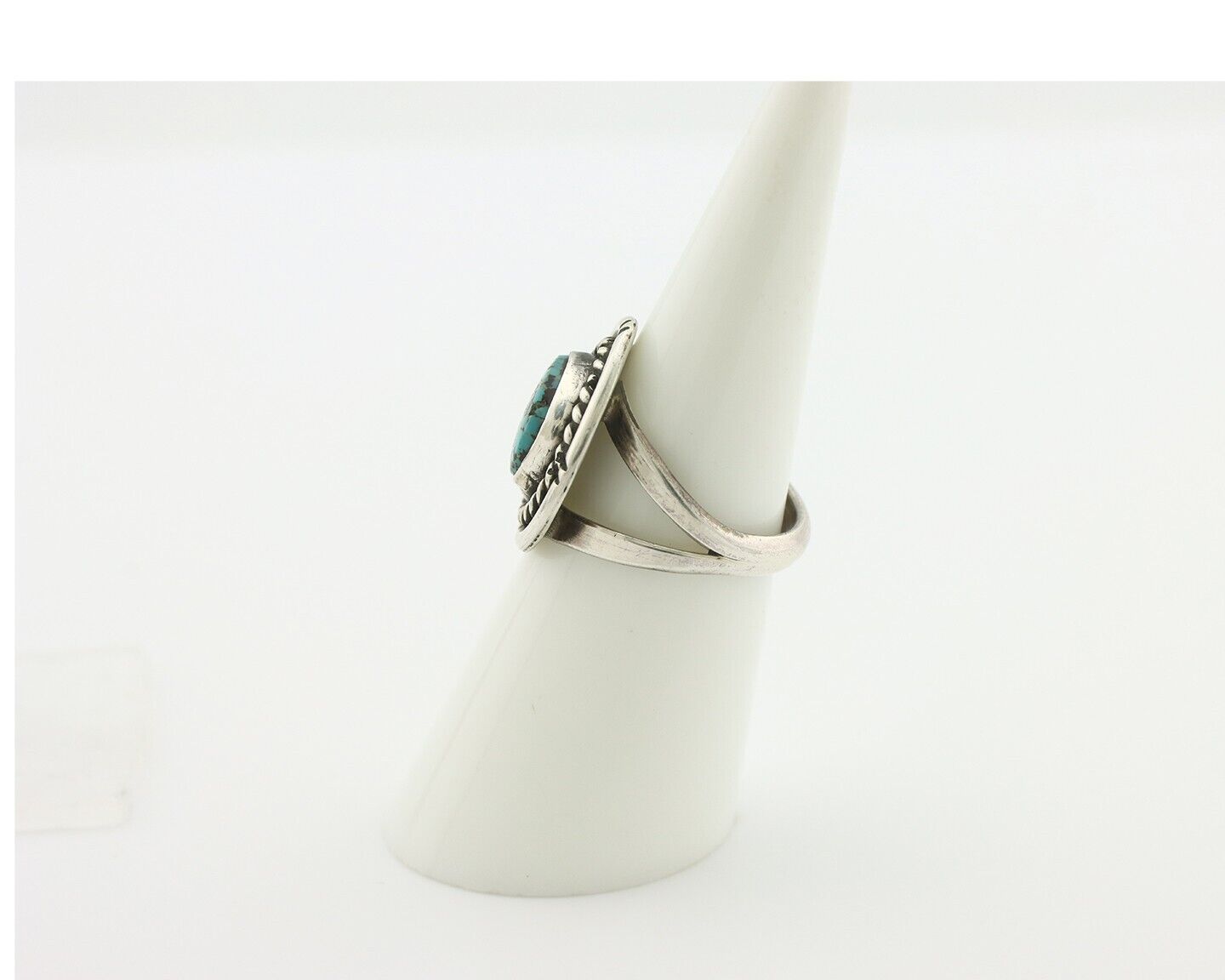 Navajo Handmade Ring .925 Silver Blue Diamond Turquoise Native Artist C.80's