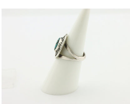 Navajo Handmade Ring .925 Silver Blue Diamond Turquoise Native Artist C.80's