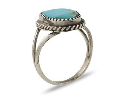 Navajo Handmade Ring 925 Silver Kingman Turquoise Artist Signed MC C.80's