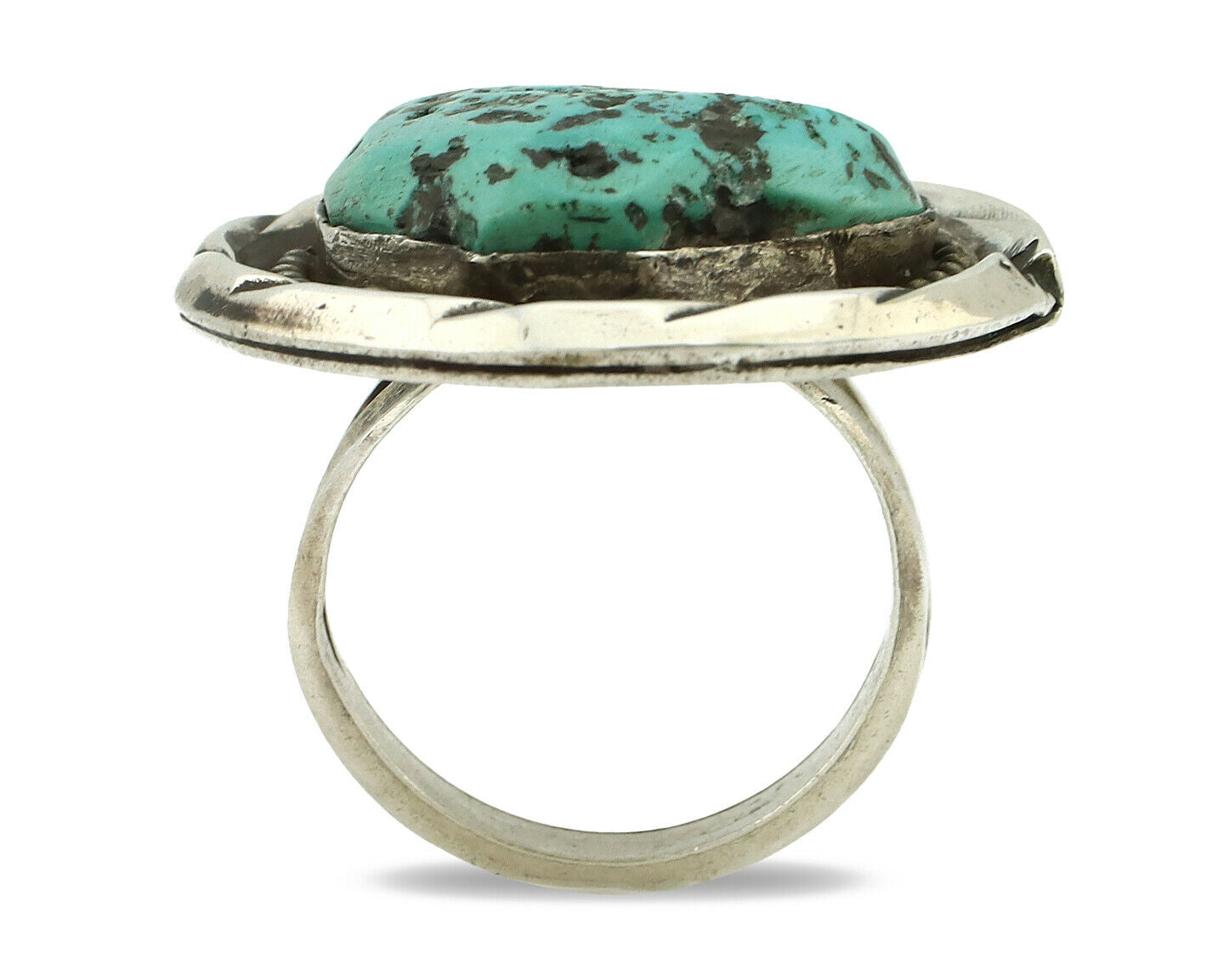 Navajo Ring .925 Silver Blue Turquoise Native American Artist C.80's
