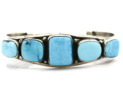 Women's Navajo Bracelet .925 Silver Turquoise Harold Becenti Cuff C.80's