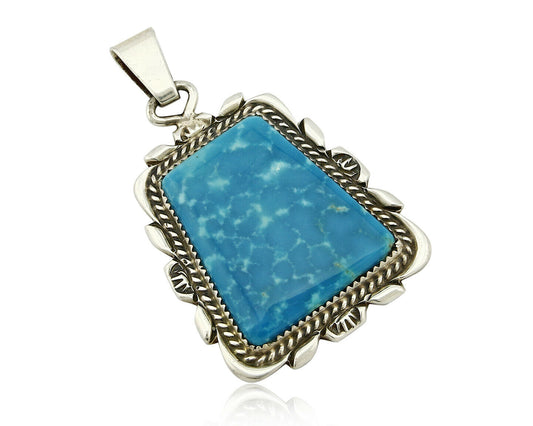 C. 1980-90's Navajo Signed TALHAT Blue Turquoise .925 Silver Pendant