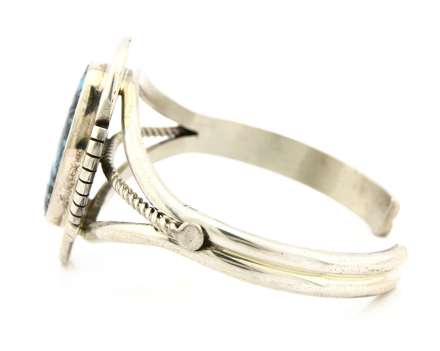 Navajo Bracelet .925 Silver Natural Blue Turquoise Signed Mc Cray C.80's