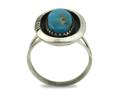 Navajo Ring .925 Silver Blue Turquoise Native American Artist C.1980's