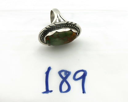 Navajo Ring .925 Silver Natural Uncolored Green Turquoise Signed Apache C.80's