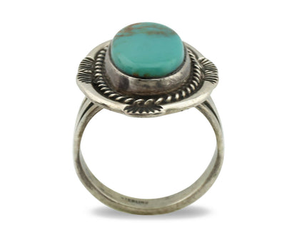 Navajo Ring .925 Silver Kingman Turquoise Signed M Begay C.1980's