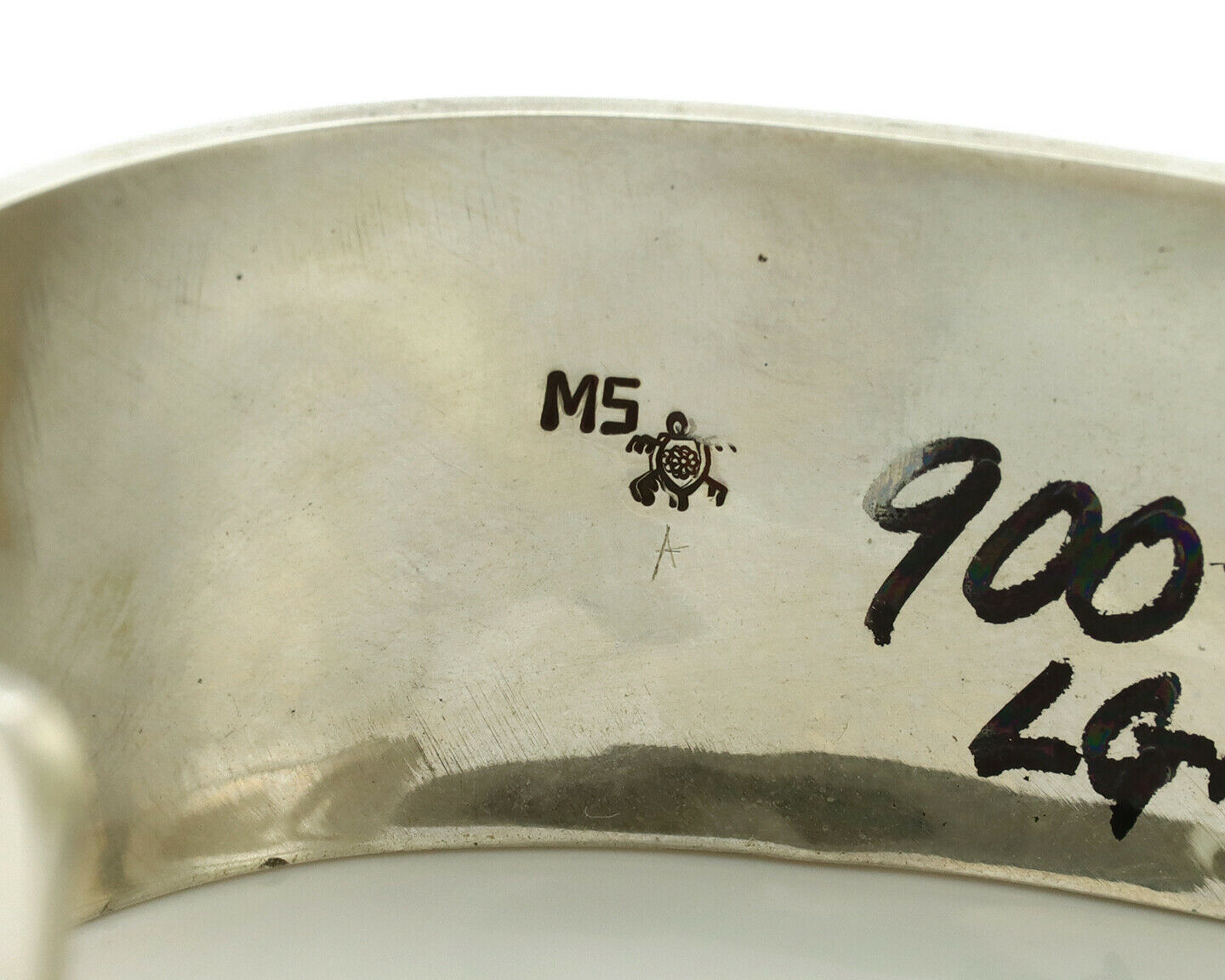 Hopi Turtle Bracelet .925 Silver Artist Signed Mitchell Sockyma C.90's