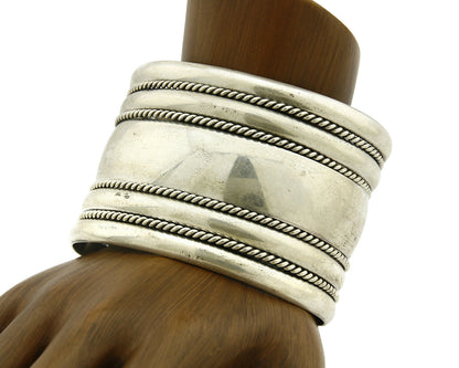 Navajo Bracelet .925 Silver SOLID Handmade Signed Artist Tom Hawk Circa 1980's