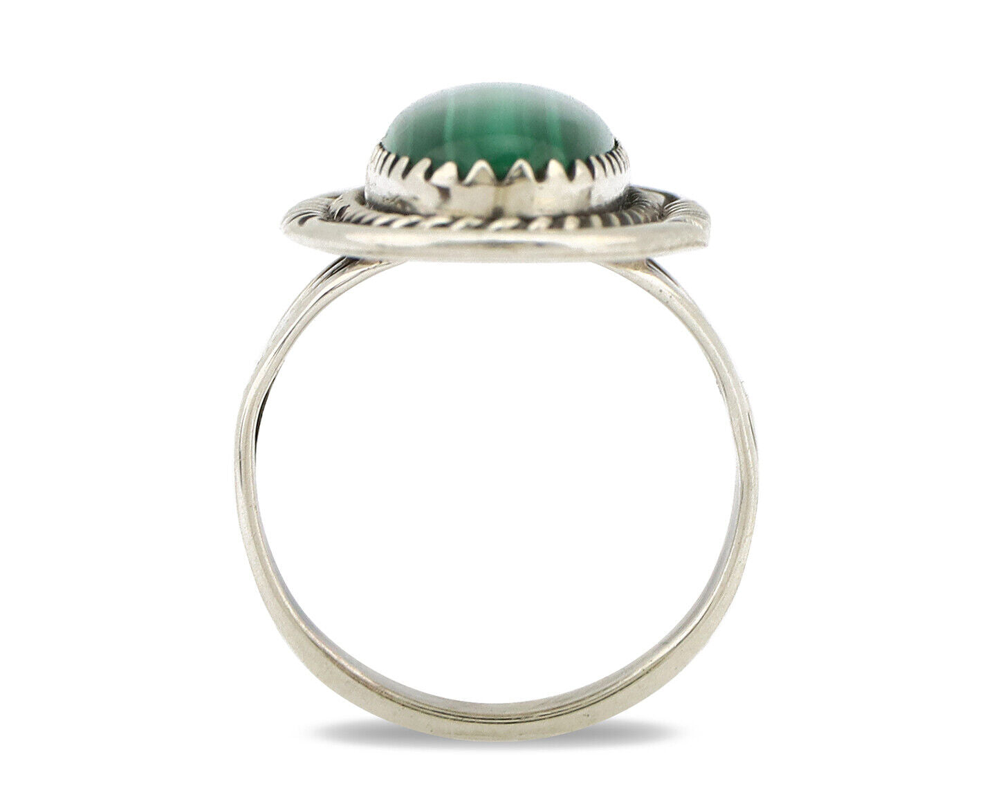 Navajo Ring 925 Silver Natural Malachite Artist Signed William Denetdale C.80's
