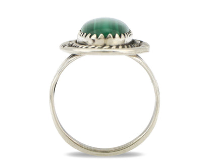 Navajo Ring 925 Silver Natural Malachite Artist Signed William Denetdale C.80's