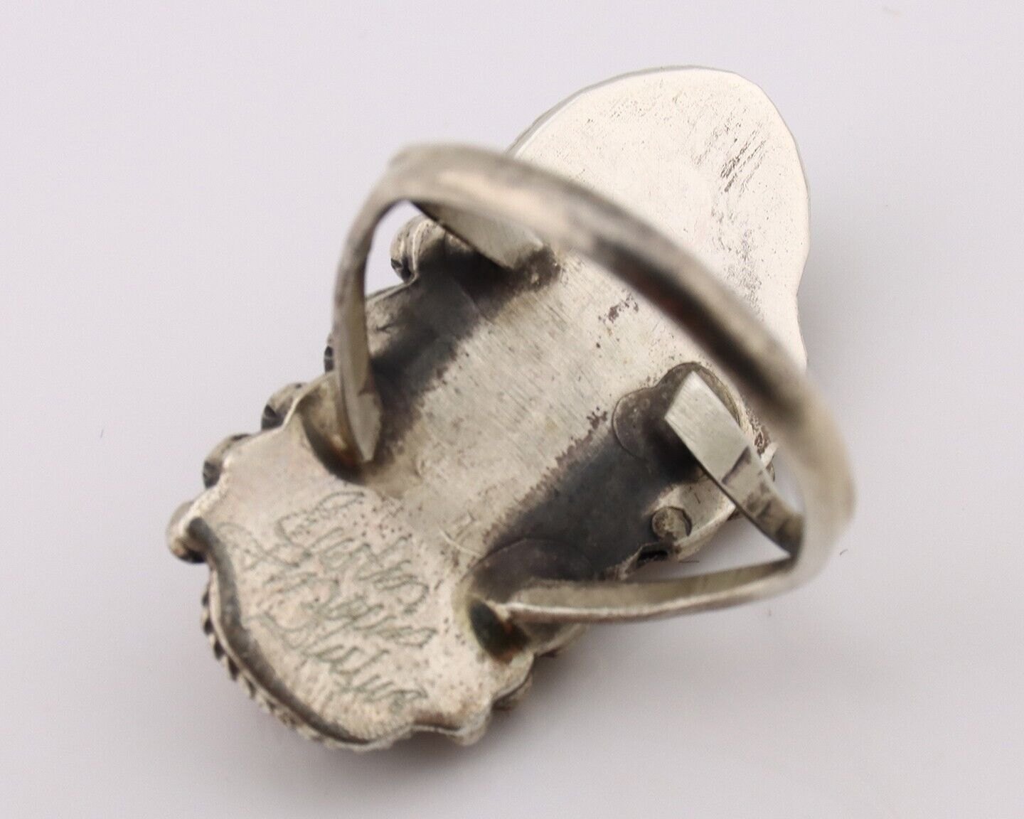 Navajo Ring 925 Silver Blue Turquiose & Mediterranean Coral Native Artist C.80's