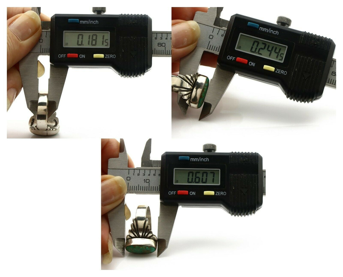 Navajo Ring .925 Silver Blue Green Arizona Turquoise Artist Signed Apache C.80's