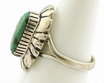 Navajo Ring .925 Silver Green Turquoise Artist Signed M Montoya C.80's