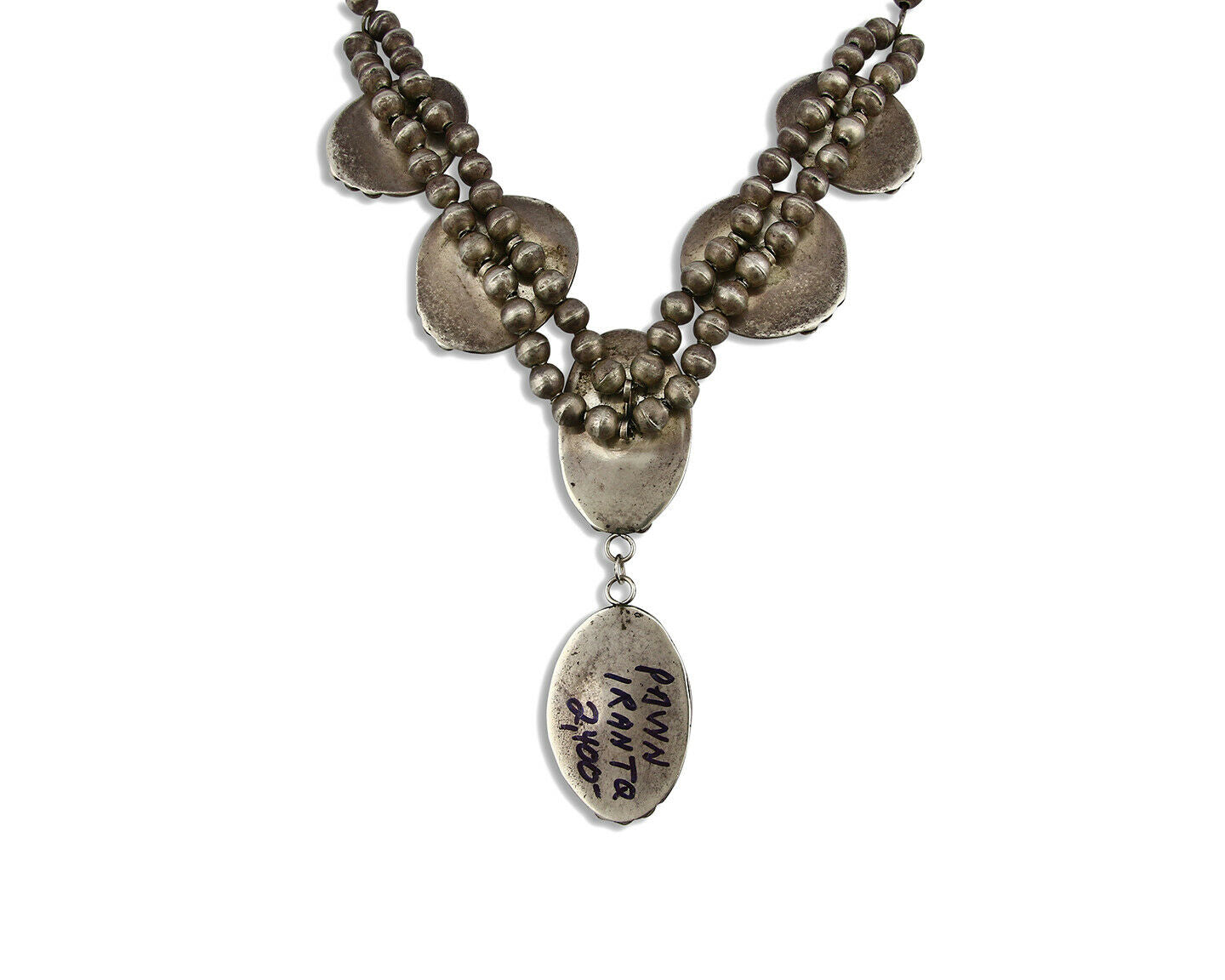 Women's Navajo Necklace .925 Silver Blue Diamond Turquoise C.1968