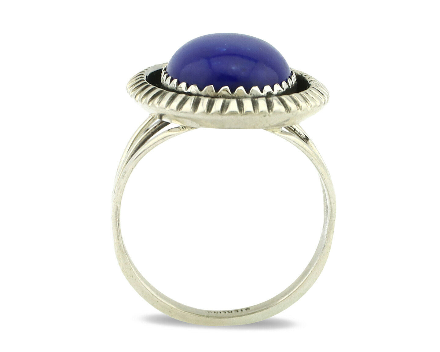 Navajo Ring .925 Silver Natural Lapis Lazuli Native American Artist C.80's