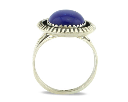 Navajo Ring .925 Silver Natural Lapis Lazuli Native American Artist C.80's