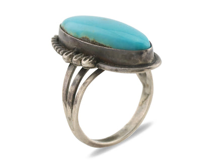 Navajo Ring .925 Silver Sleeping Beauty Turquoise Native American Artist C.1980s