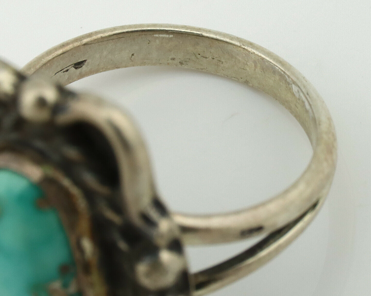 Navajo Ring .925 Silver Natural Turquoise Native American Artist C.80's