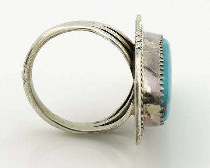 Navajo Ring .925 Silver Blue Turquoise Artist Signed M Begay C.1980's