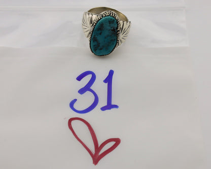 Navajo Ring .925 Silver Sleeping Beauty Turquoise Artist Signed DK C.80's