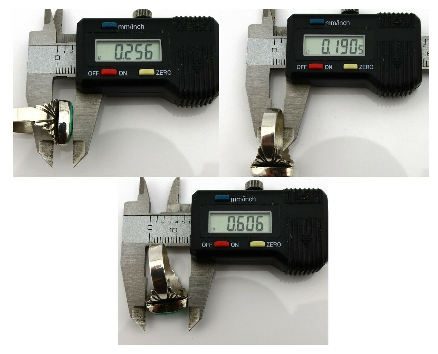 Navajo Ring .925 Silver Kingman Turquoise Artist Signed Apache C.80's