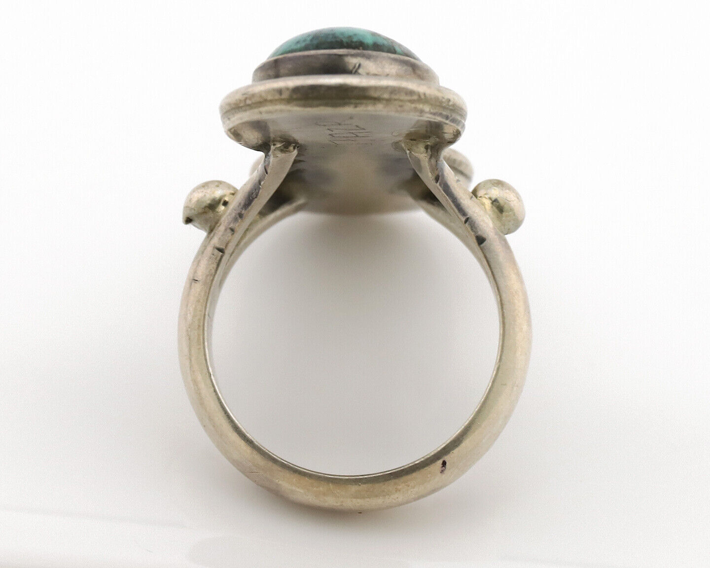 Navajo Ring .925 Silver Spiderweb Turquoise Native American Artist C.1980's