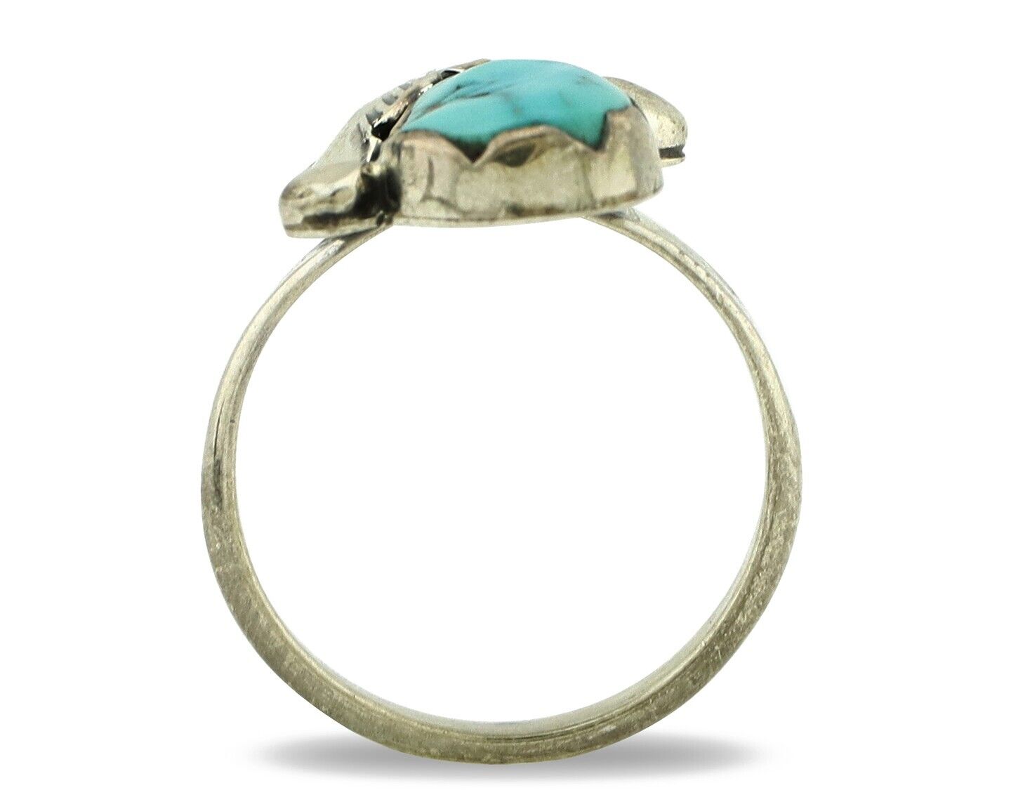 Zuni Ring 925 Silver Natural Blue Turquoise Artist Signed Simplicio C.80's