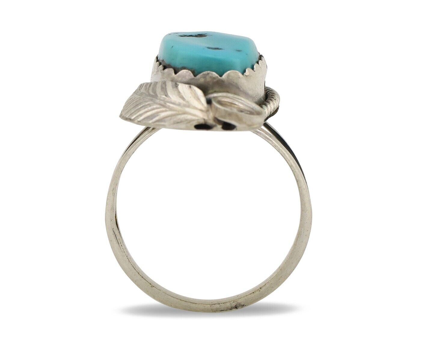 Navajo Ring 925 Silver Sleeping Beauty Turquoise Signed Justin Morris C.80's