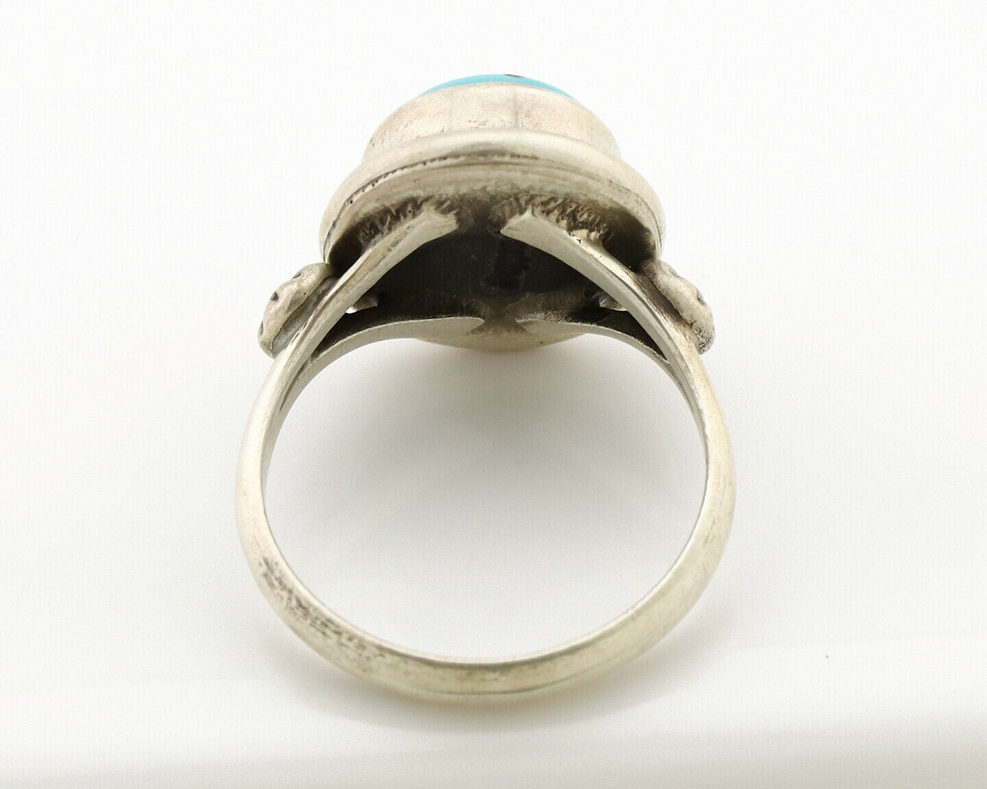 Navajo Ring .925 Silver Sleeping Beauty Turquoise Native American Artist C.1980s