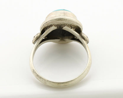 Navajo Ring .925 Silver Sleeping Beauty Turquoise Native American Artist C.1980s