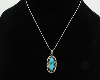 Navajo Necklace 925 Silver Sleeping Beauty Turquoise Signed M Montoya C.80's