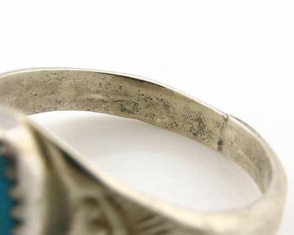 Zuni Ring .925 Silver Kingman Turquoise Hand Stamped Native American C.80's