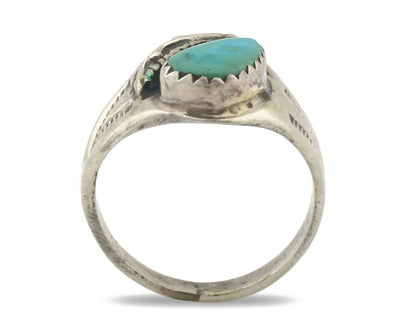 Zuni Ring .925 Silver Natural Blue Turquoise Native American Artist C.1980's