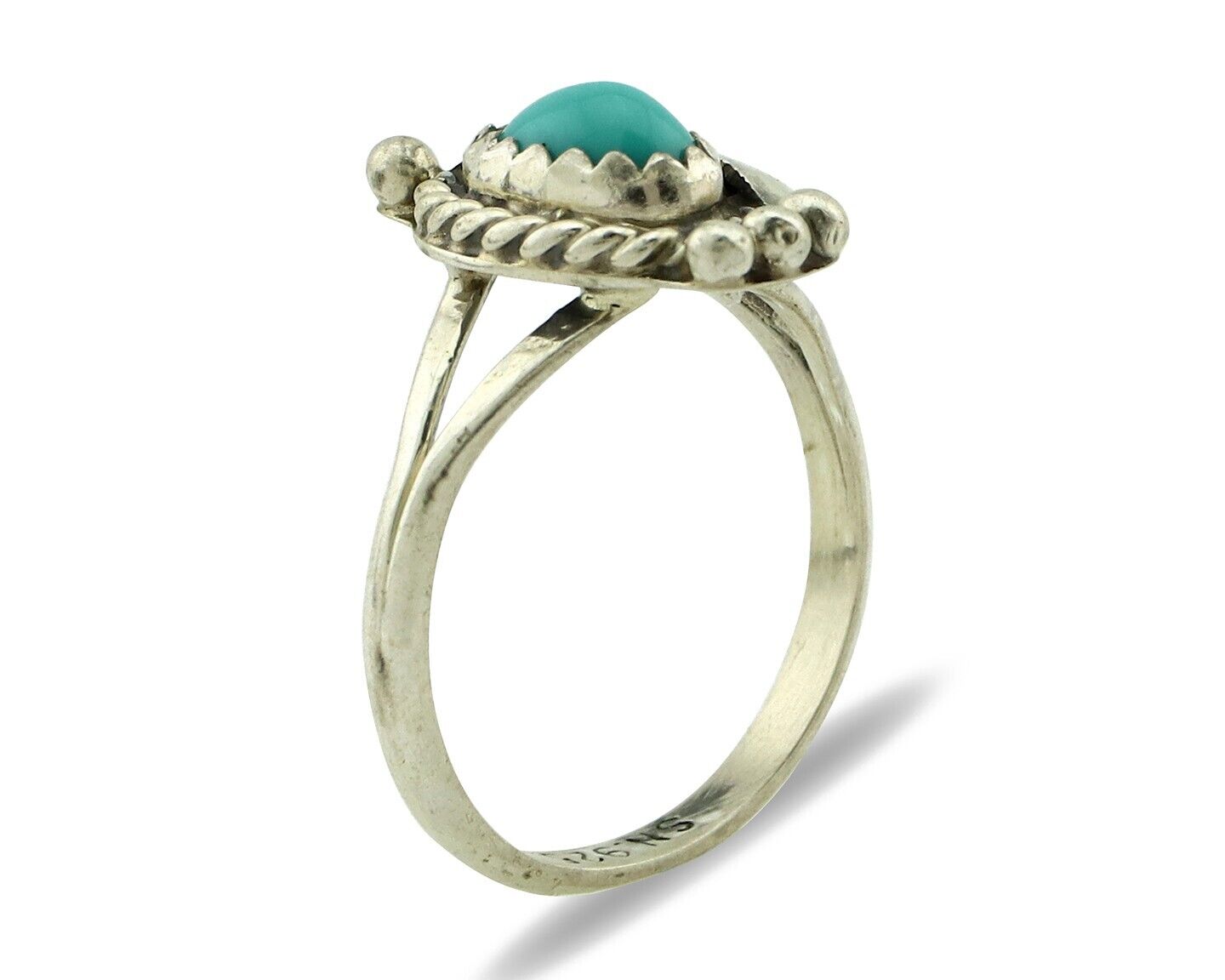 Navajo Ring .925 Silver Natural Blue Turquoise Artist Signed SN C.80's
