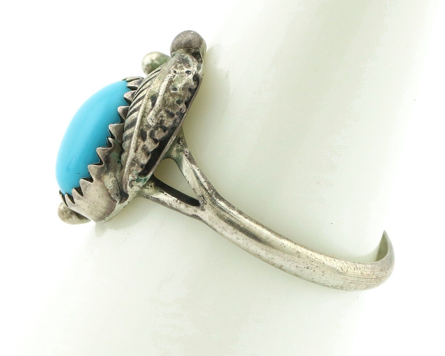 Navajo Ring .925 Silver Natural Blue Mined Southwest Turquoise Native Artist C80
