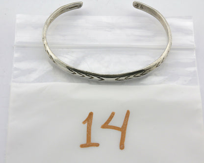 Navajo Bracelet .925 Silver Hand Stamped Arrow Head Artist Signed Montoya C.80's