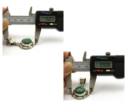 Navajo Necklace .925 Silver Green Variscite Signed Sun C.80's