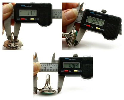 Navajo Ring .925 Silver Turquoise Mountain Signed Artist Apache C.80's