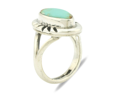 Navajo Ring .925 Silver Natural Mined Turquoise Artist Signed Gecko C.80's