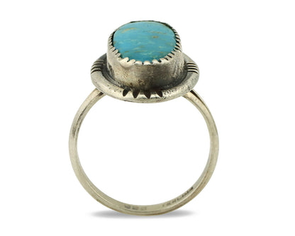 Navajo Ring .925 Silver Blue Turquoise Native American Artist C.1980's