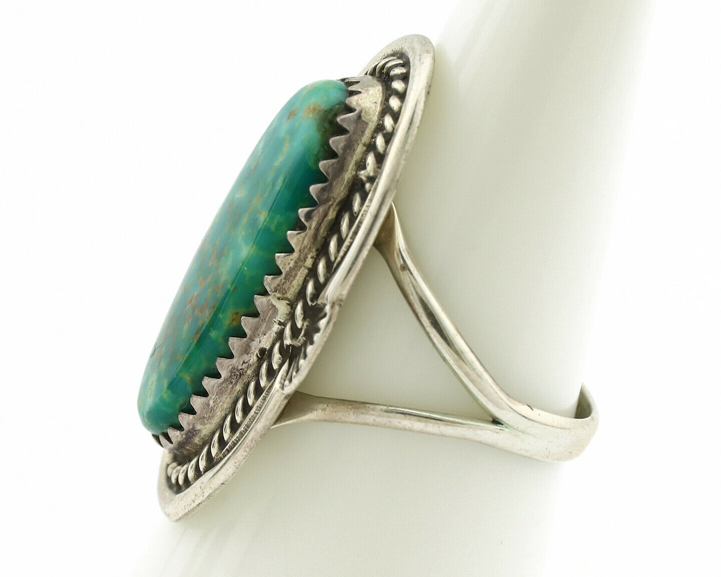 Navajo Ring .925 Silver Kingman Turquoise Native American Artist C.1980's
